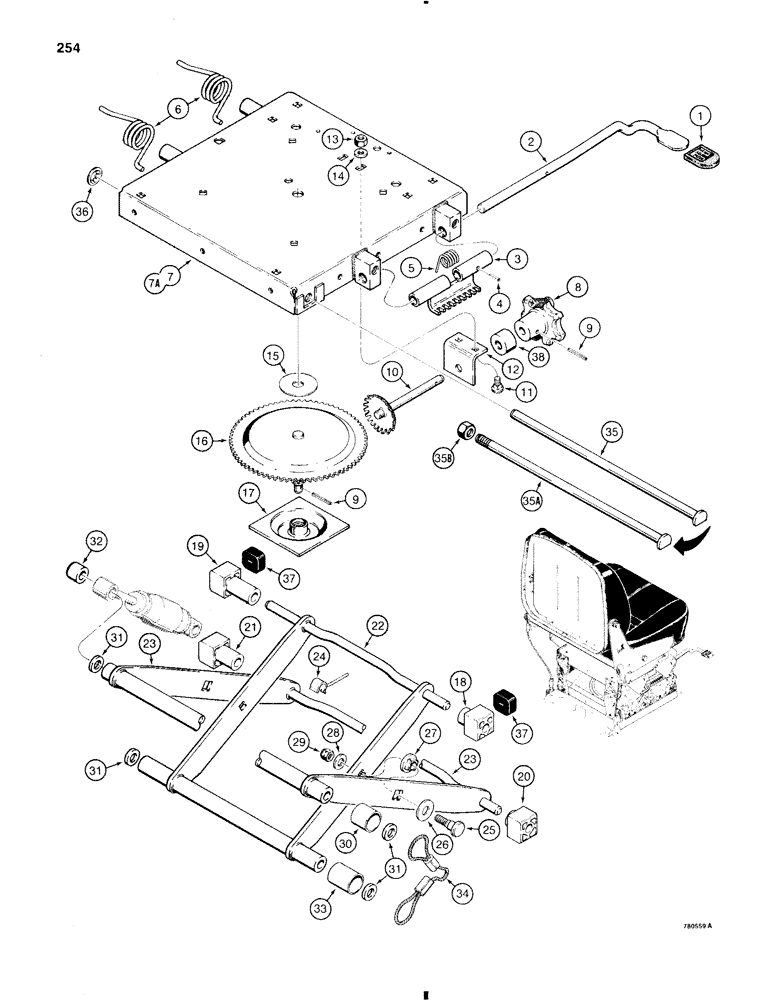 Схема запчастей Case W11 - (254) - L79455 SUSPENSION SEAT, INCLUDES PARTS ON PAGES 253-257 (09) - CHASSIS/ATTACHMENTS