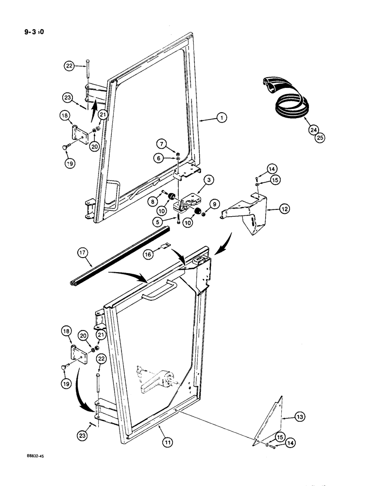Схема запчастей Case W36 - (9-350) - CAB DOORS (09) - CHASSIS/ATTACHMENTS