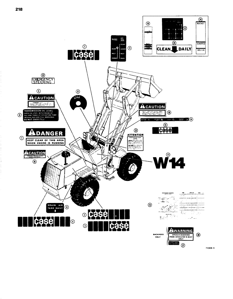 Схема запчастей Case W14 - (218) - DECALS, LATE PRODUCTION (09) - CHASSIS