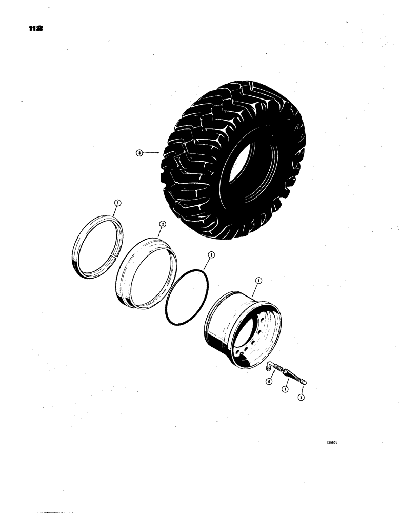 Схема запчастей Case W24B - (112) - RIMS AND TIRES, USED ON MODELS WITH 17.50 X 25-12 AND 16 PLY TIRES (07) - BRAKES