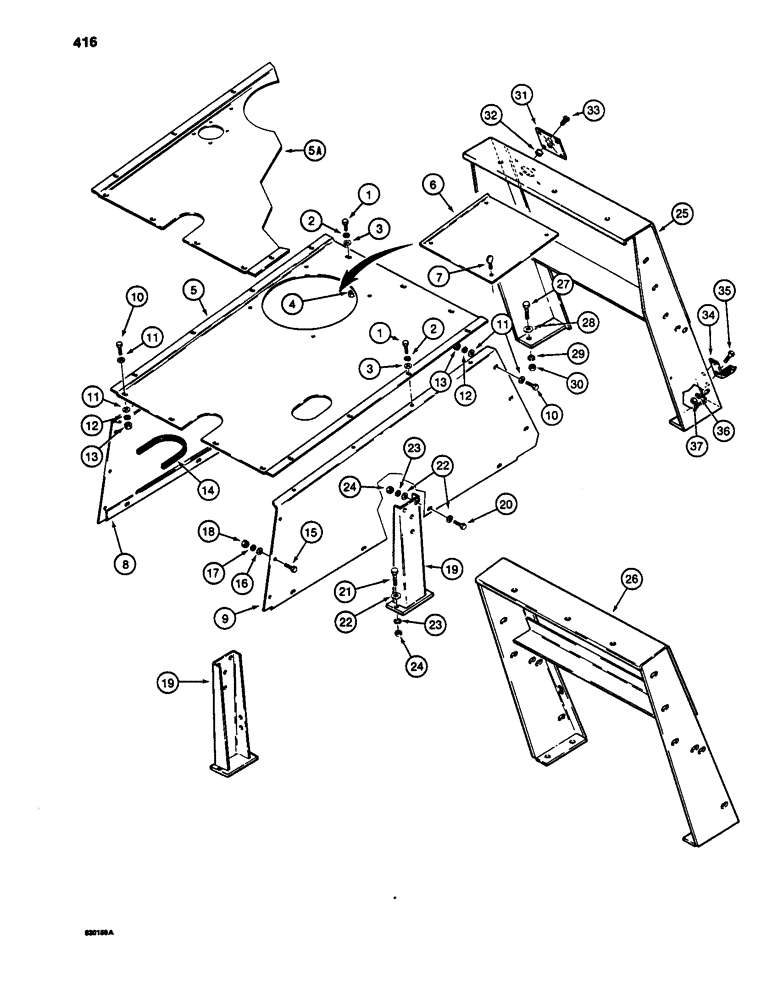 Схема запчастей Case W24C - (416) - HOOD AND FRONT PANEL (09) - CHASSIS/ATTACHMENTS