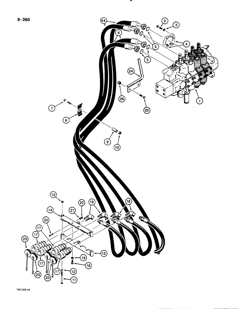Схема запчастей Case 1450B - (8-360) - DUAL PULL BEHIND HYDRAULIC CIRCUIT (08) - HYDRAULICS