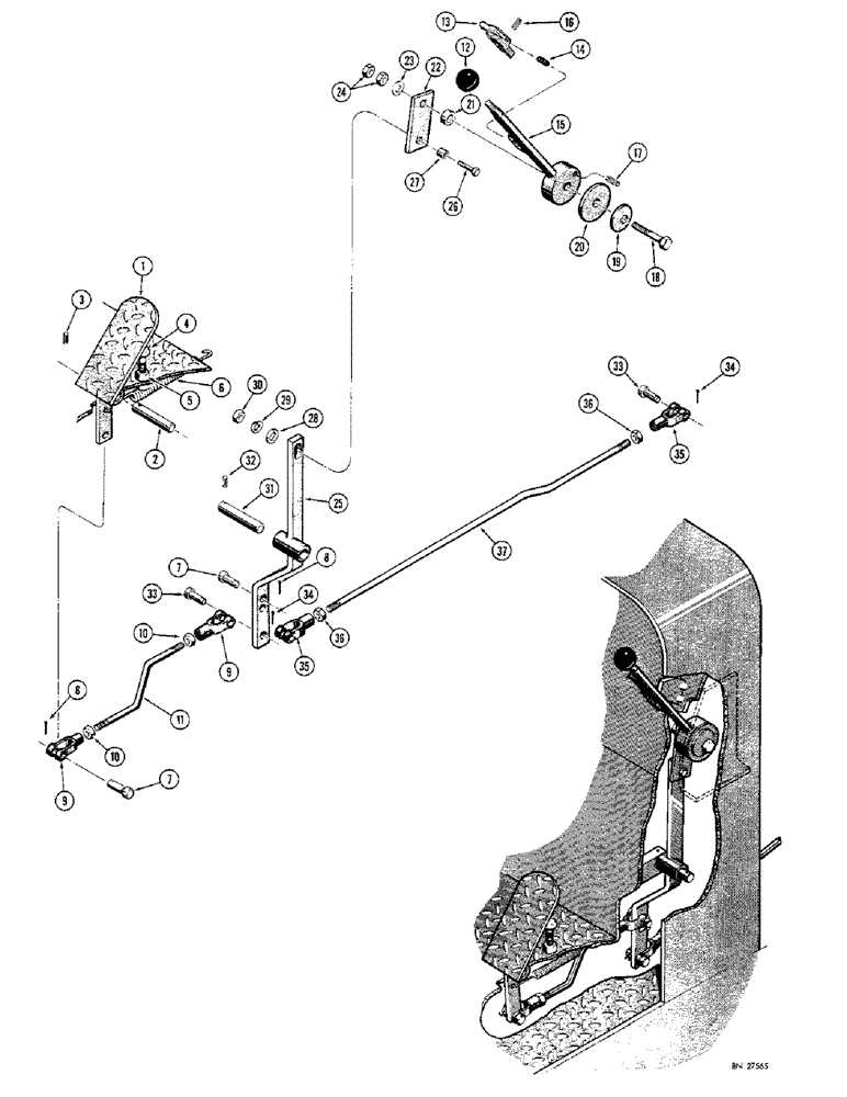 Схема запчастей Case 1150 - (054) - THROTTLE CONTROL LINKAGE (01) - ENGINE
