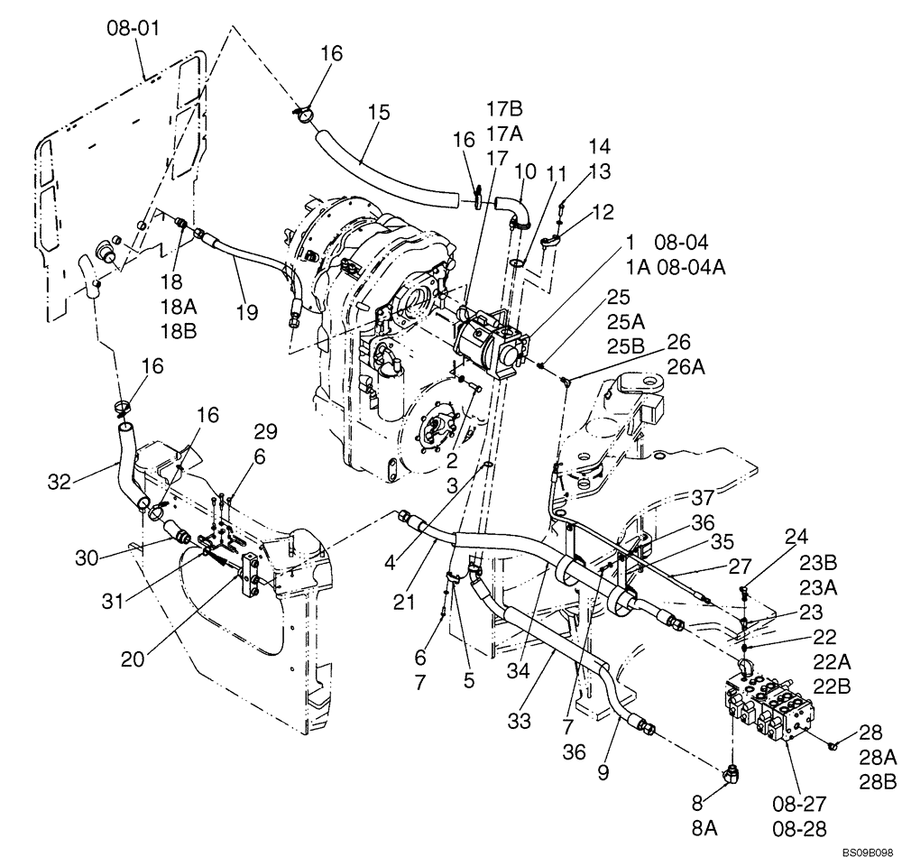Схема запчастей Case 521E - (08-03) - HYDRAULICS - RESERVOIR TO HYDRAULIC PUMP (08) - HYDRAULICS