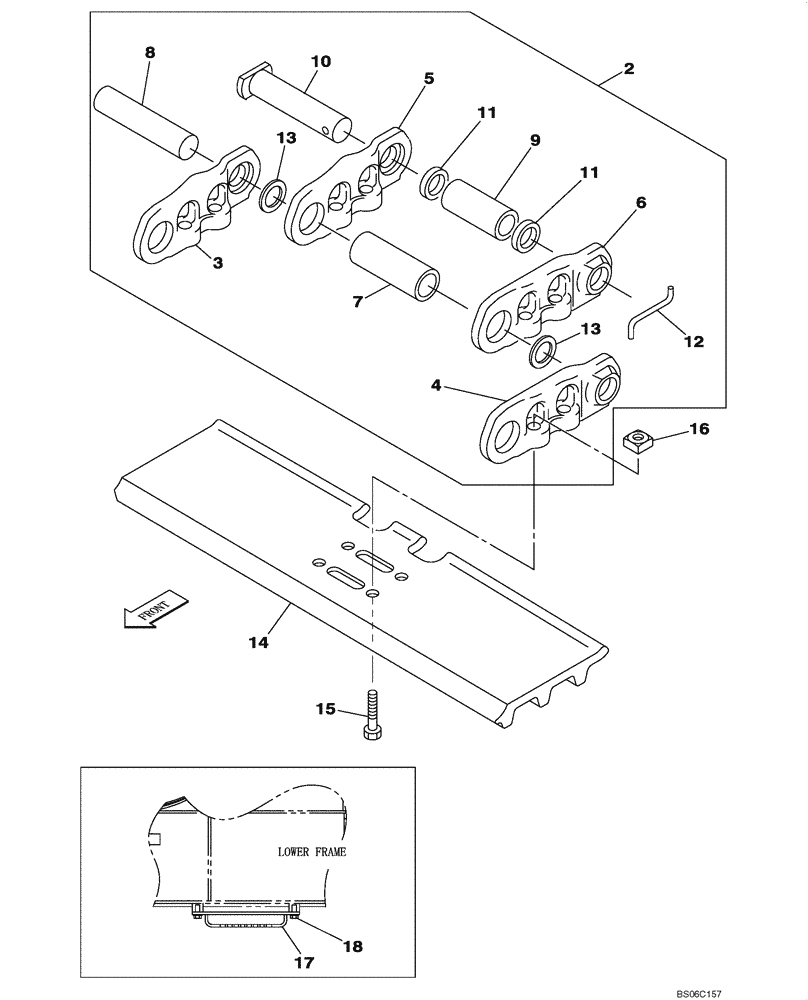 Схема запчастей Case CX240 - (05-04E) - TRACK CHAINS, 800 MM (31-1/2 IN) - P.I.N. DAC0724275 - (11) - TRACKS/STEERING