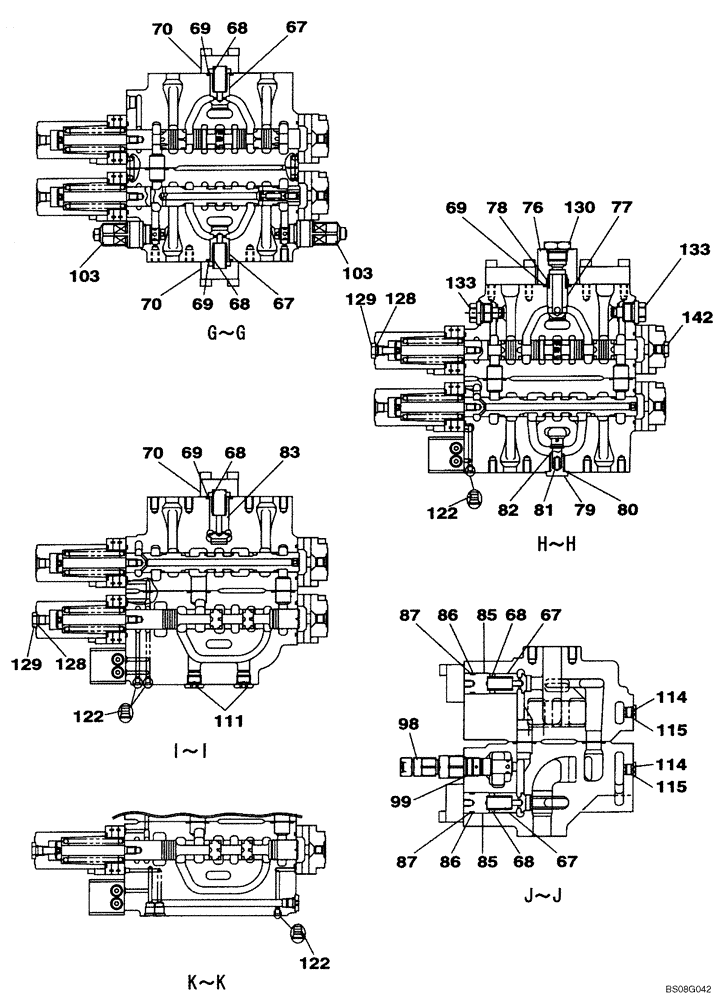 Схема запчастей Case CX240BLR - (08-065) - KBJ12711 VALVE ASSY - CONTROL (08) - HYDRAULICS