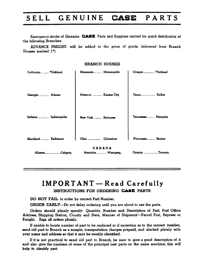 Схема запчастей Case 425 - (002) - SELL GENUINE CASE PARTS (05) - SERVICE & MAINTENANCE