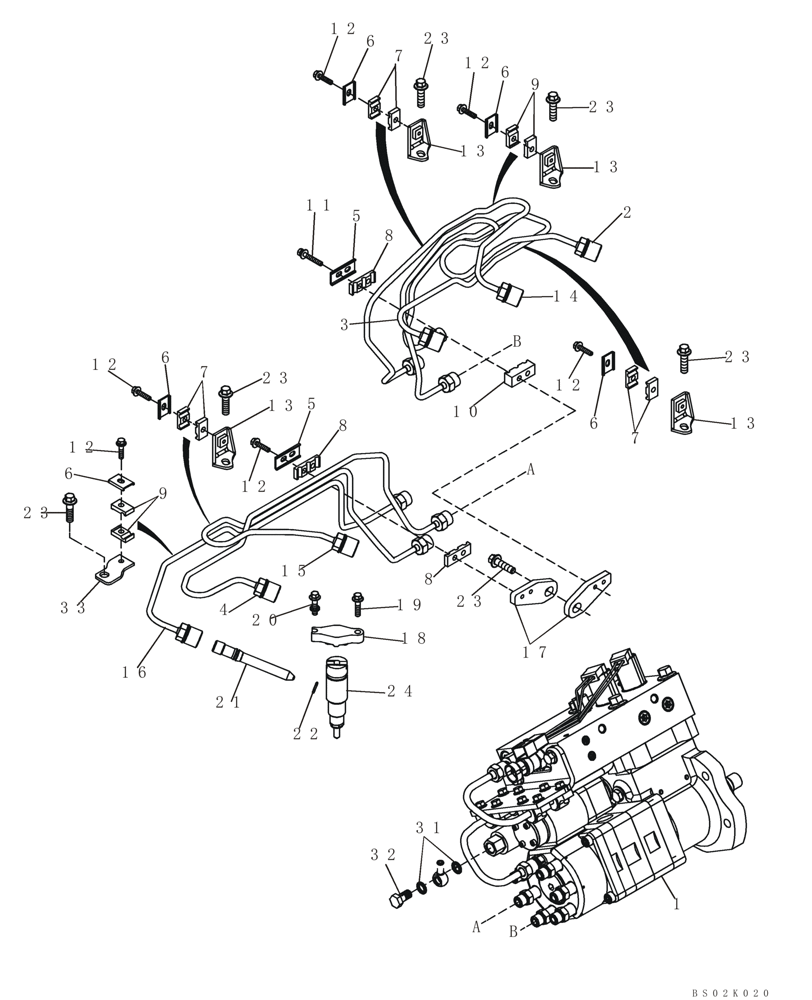 Схема запчастей Case CX330 - (03-05) - FUEL INJECTION SYSTEM (03) - FUEL SYSTEM