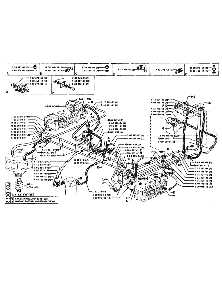 Схема запчастей Case 160CK - (109) - WARMING THROUGH AND RETURN CIRCUIT (07) - HYDRAULIC SYSTEM