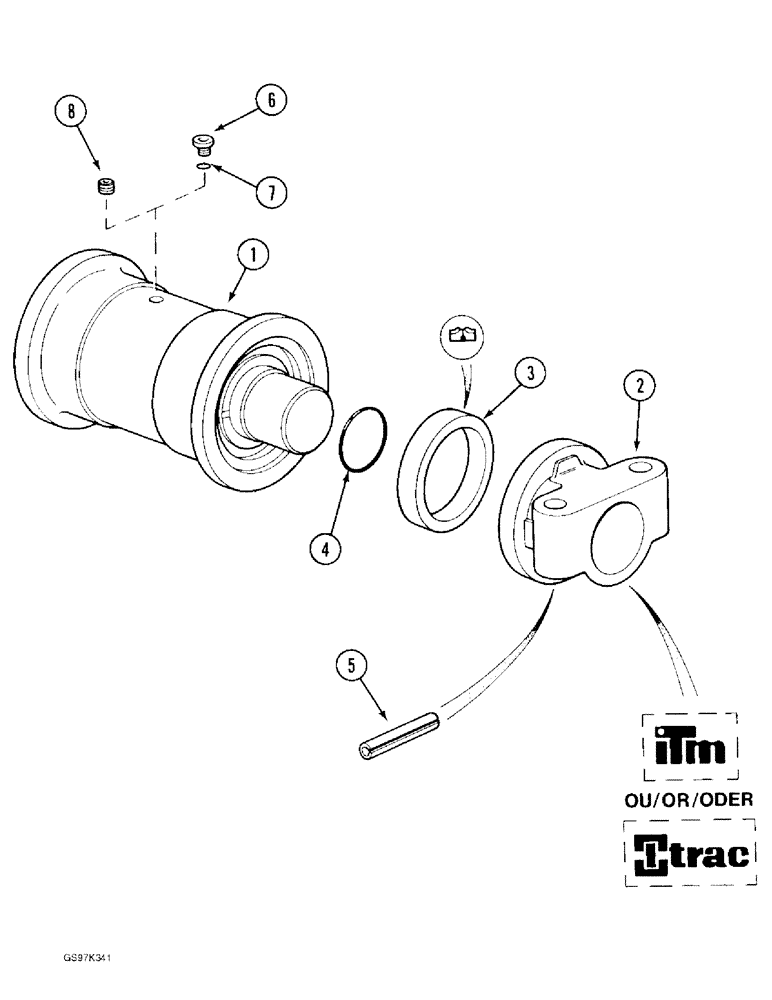 Схема запчастей Case 170C - (5-16) - TRACK ROLLER (11) - TRACKS/STEERING