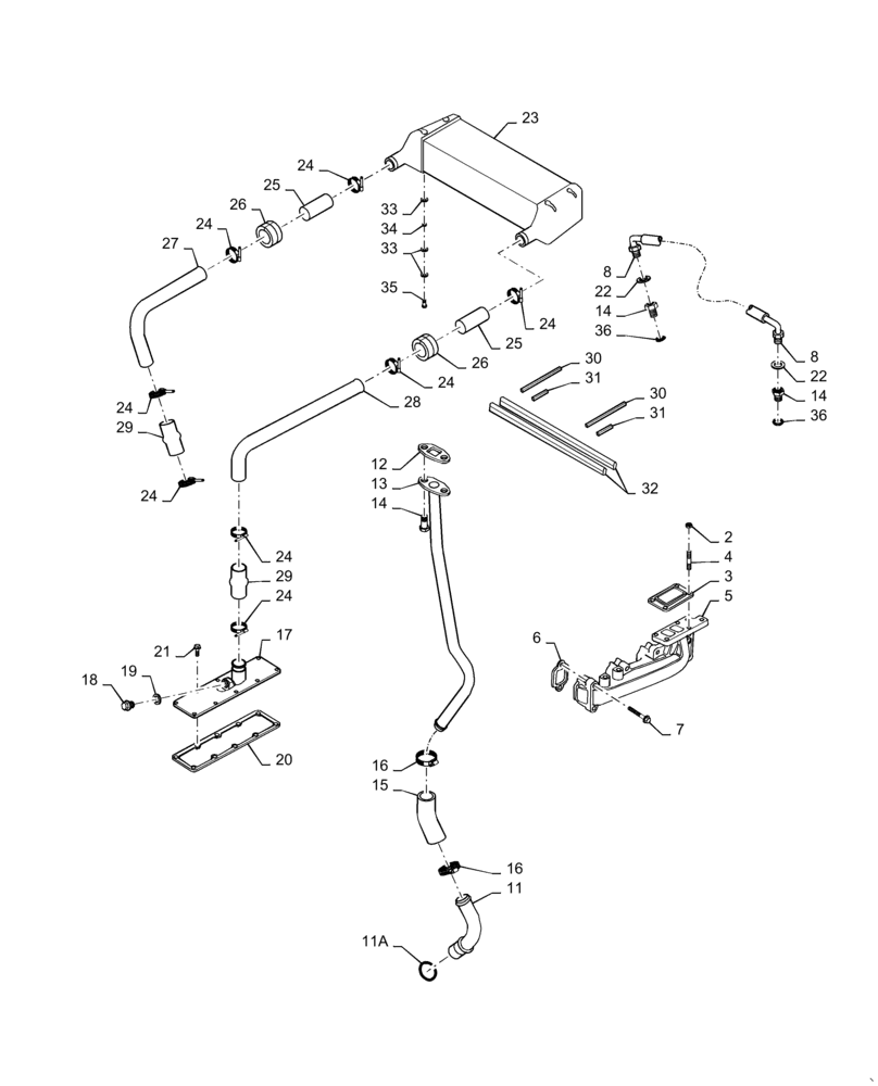 Схема запчастей Case 521D - (02-15) - TURBOCHARGER SYSTEM (02) - ENGINE
