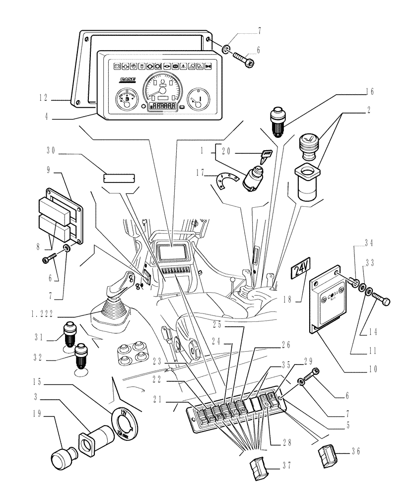 Схема запчастей Case 1850K - (9.653[25]) - ROPS CAB - COMPONENTS - OPTIONAL CODE 784110191 (19) - OPTIONS