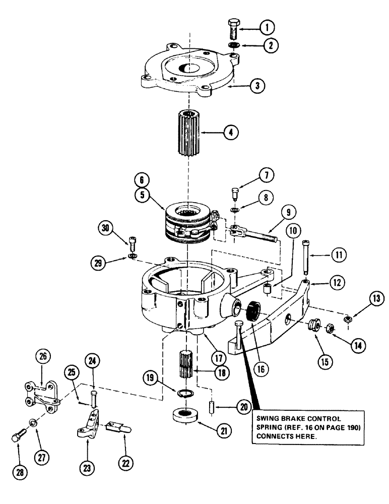Схема запчастей Case 880 - (189A) - SWING BRAKE, (USED ON SWING REDUCERS USED AS REPLACEMENT) (05) - UPPERSTRUCTURE CHASSIS