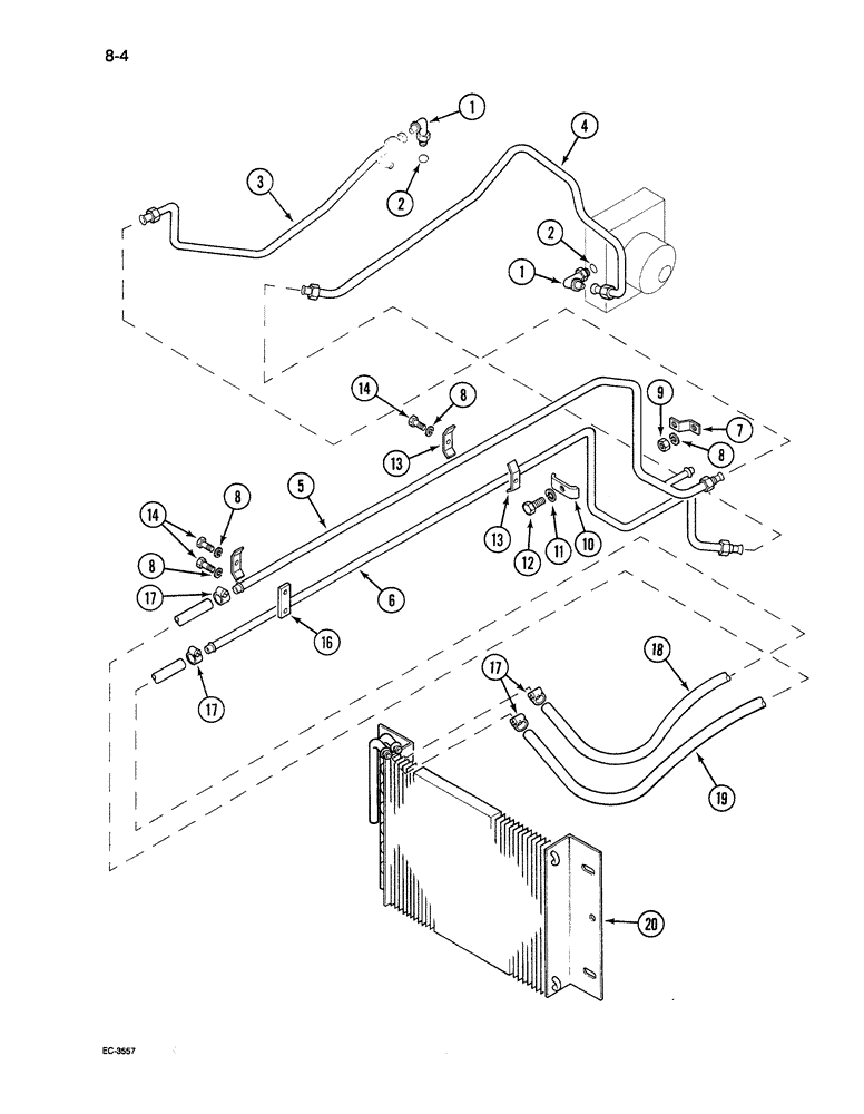 Схема запчастей Case 380B - (8-04) - OIL COOLER SYSTEM (08) - HYDRAULICS