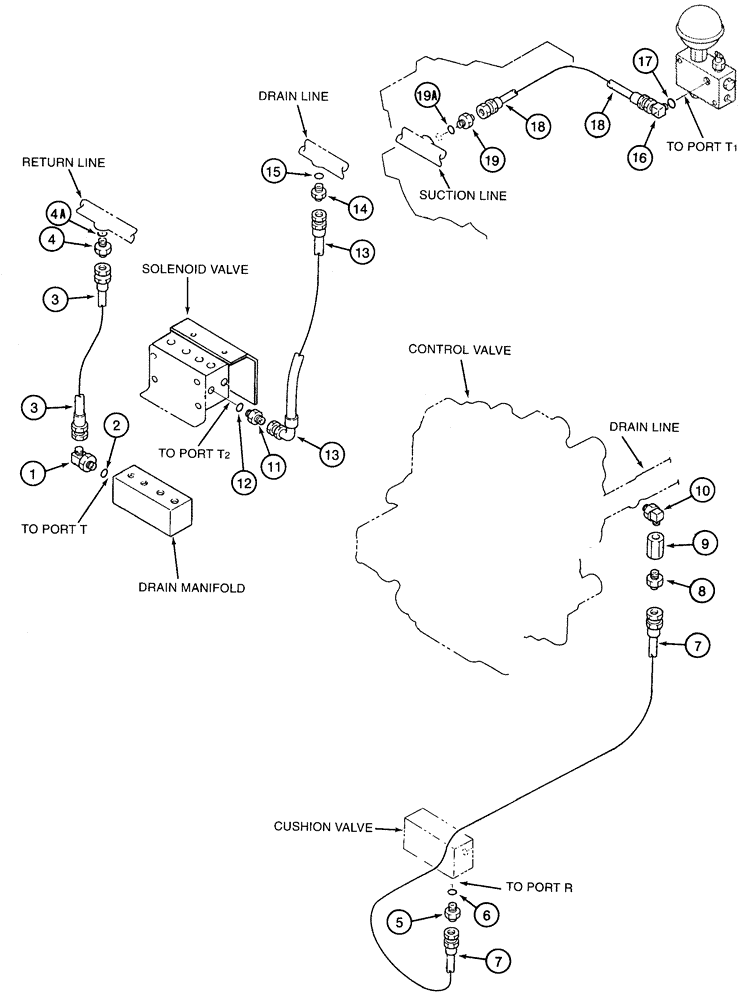 Схема запчастей Case 9050B - (8-088) - MISCELLANEOUS DRAIN LINES (08) - HYDRAULICS