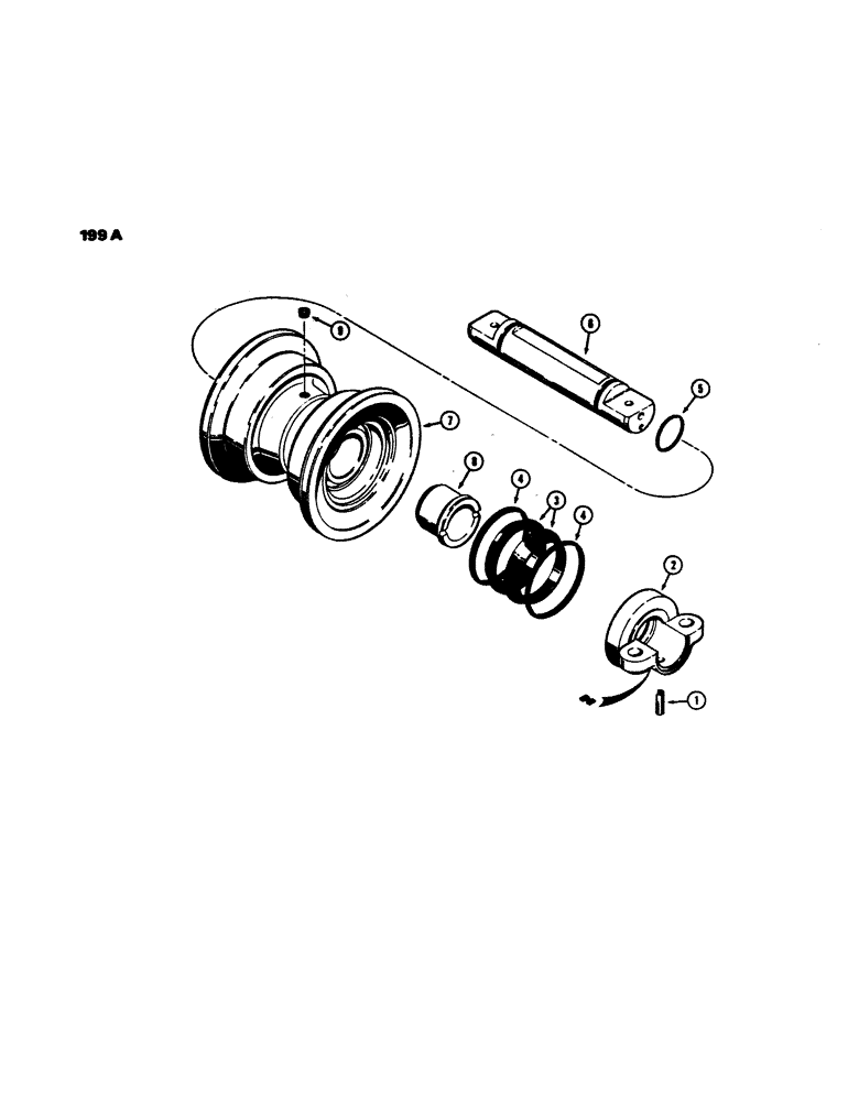 Схема запчастей Case 450 - (199A) - R33565 TRACK ROLLER, FOR IDENTIFICATION - SEE ITEM #2 OF ILLUSTRATION (04) - UNDERCARRIAGE