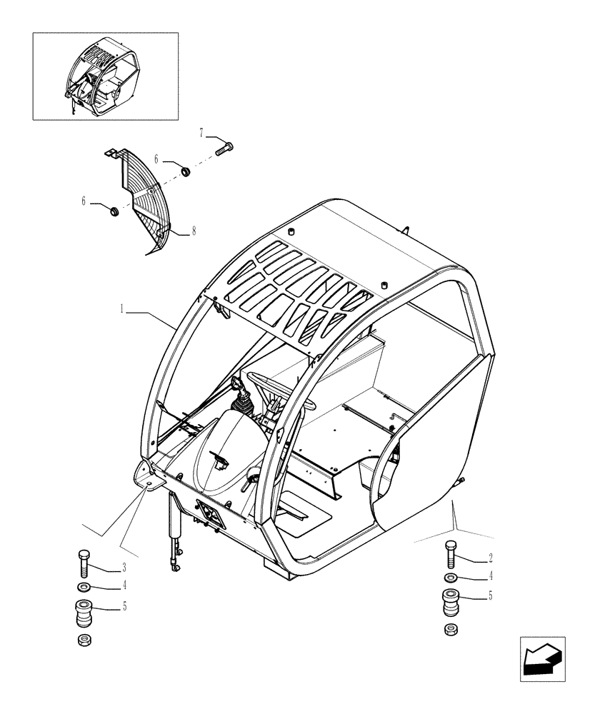Схема запчастей Case TX945 - (9.00581[01]) - ROPS CANOPY CASE - E.P. - STRUCTURE - OPTIONAL CODE 749260031 (90) - PLATFORM, CAB, BODYWORK AND DECALS