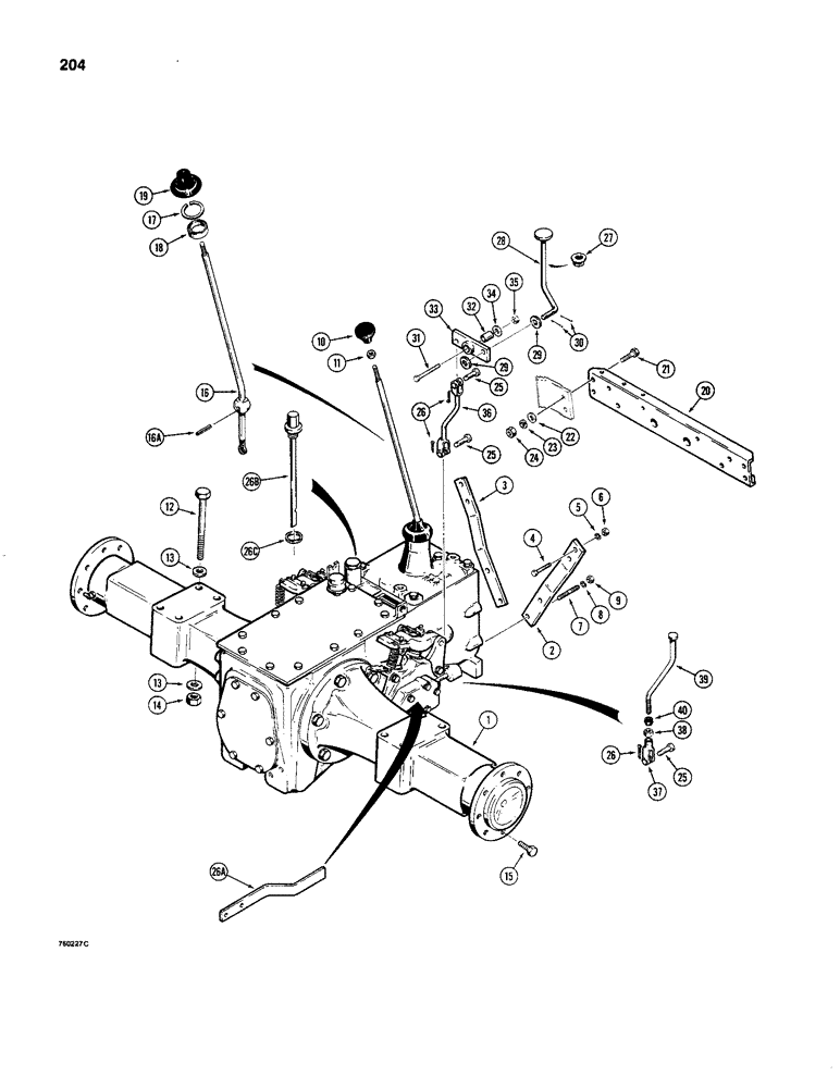 Схема запчастей Case 480C - (204) - TRANSAXLE AND DIFFERENTIAL LOCK (27) - REAR AXLE SYSTEM