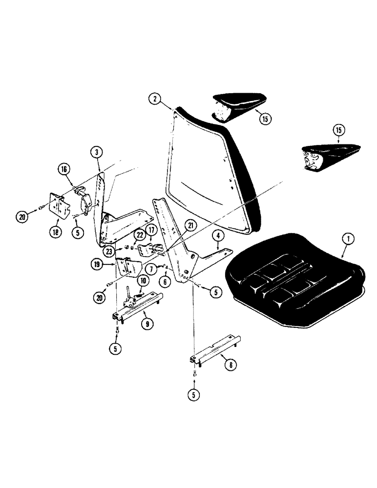Схема запчастей Case 580B - (175A) - SEAT ASSEMBLIES, D56409 OPERATOR SEAT, (IDENTIFIED BY BLOCK PATTERN ON SEAT) (09) - CHASSIS/ATTACHMENTS