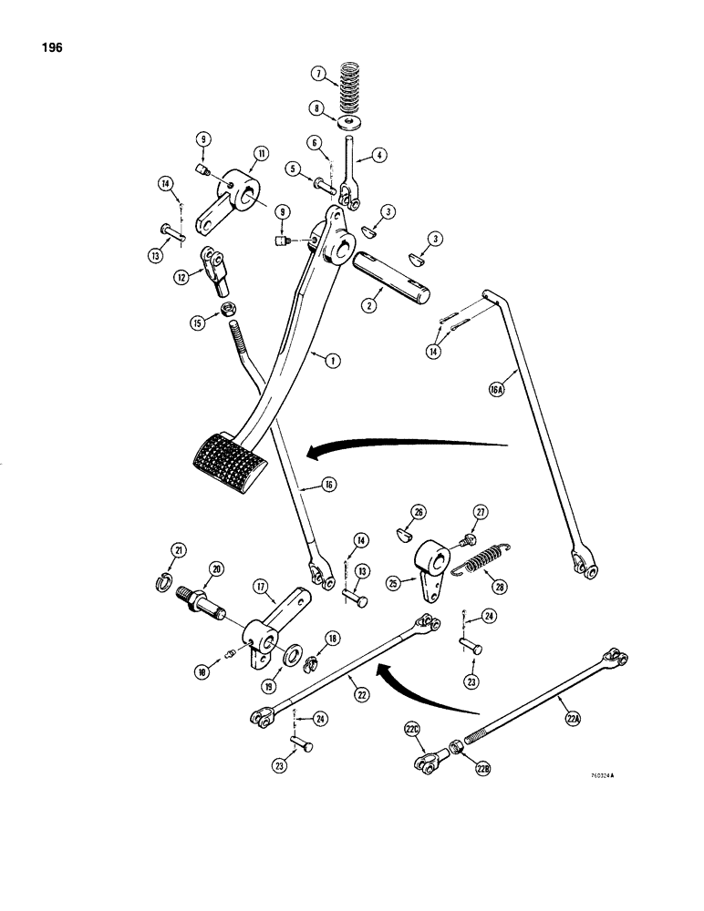 Схема запчастей Case 480C - (196) - CLUTCH PEDAL AND LINKAGE (18) - CLUTCH
