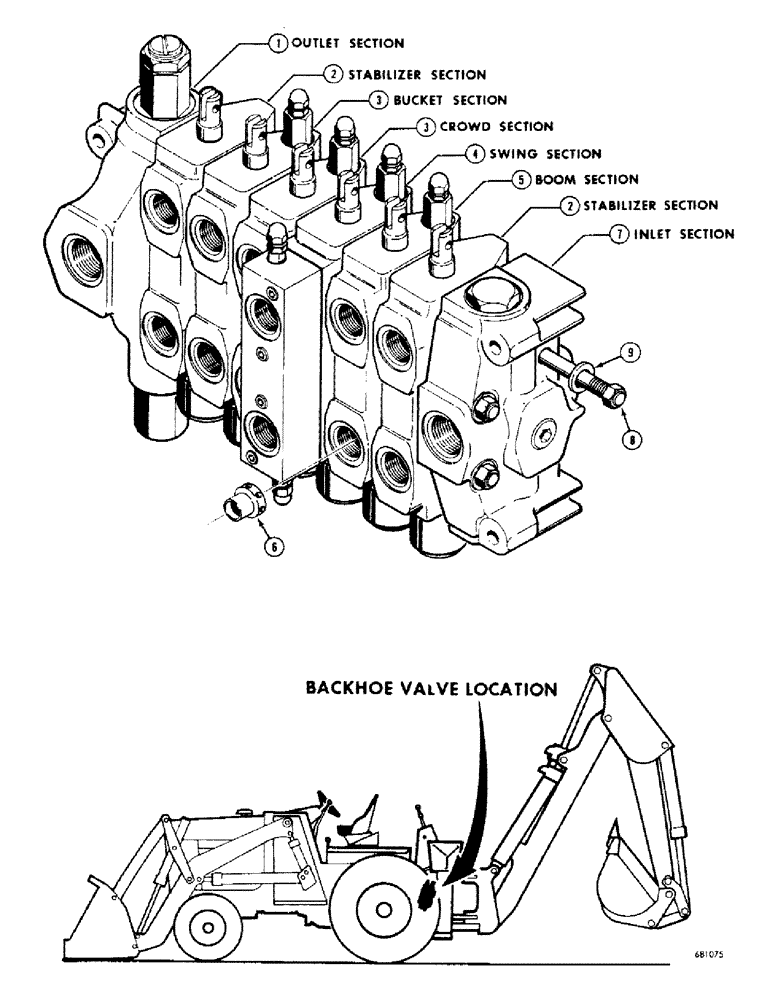 Схема запчастей Case 680CK - (238) - D38705 AND D44379 BACKHOE CONTROL VALVES (84) - BOOMS, DIPPERS & BUCKETS