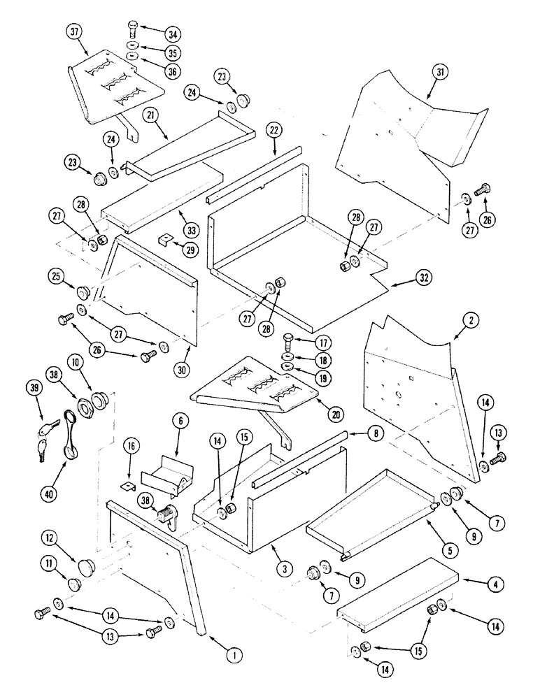 Схема запчастей Case 580SK - (9-236) - BATTERY BOX, TOOL BOX AND STEPS, S/N JJH0013457 AND UP (09) - CHASSIS/ATTACHMENTS