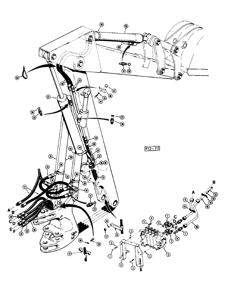 Схема запчастей Case 35 - (148) - BOOM, CROWD AND BUCKET HYDRAULICS WITH CASE AND CESSNA CONTROL VALVES 