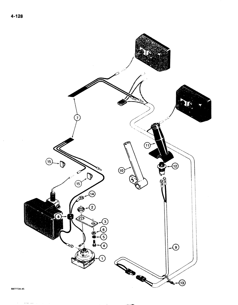 Схема запчастей Case 1825 - (4-128) - HORN (04) - ELECTRICAL SYSTEMS