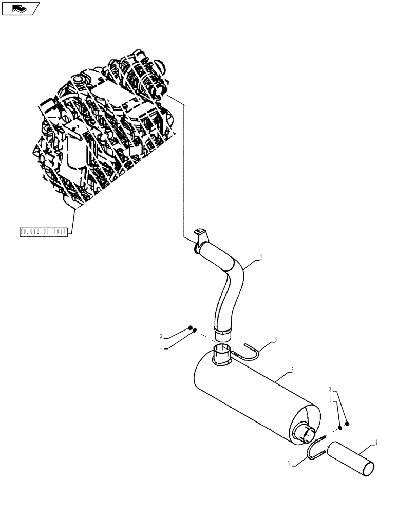 Схема запчастей Case DV213 - (10.254.01) - EXHAUST (GROUP 135B-ND135191) (10) - ENGINE