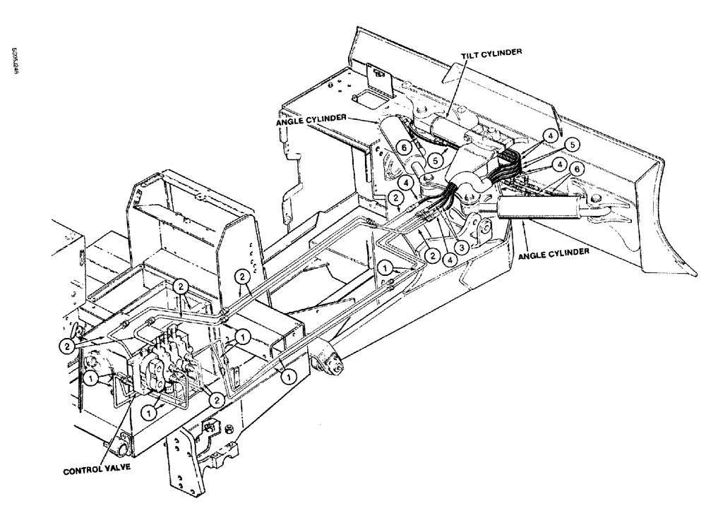 Схема запчастей Case 1150G - (1-014) - PICTORAL INDEX - TILT AND ANGLE HYDRAULIC CIRCUITS (00) - PICTORIAL INDEX