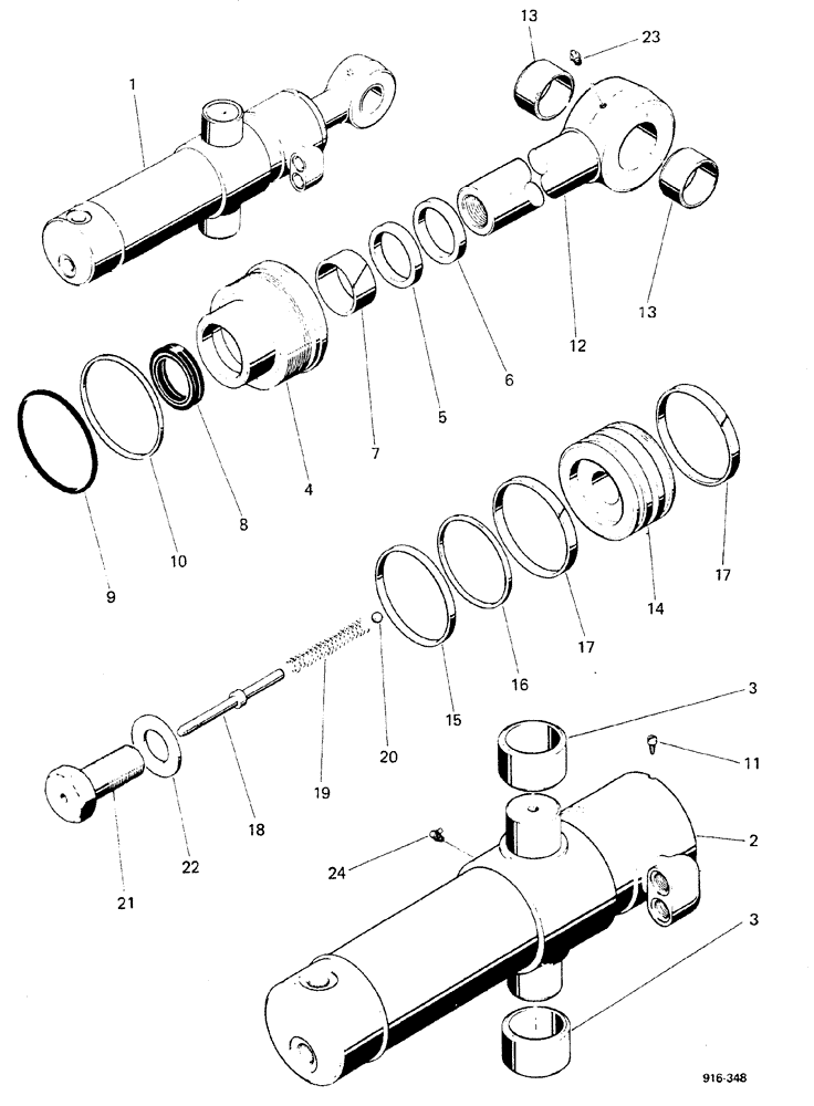 Схема запчастей Case 580F - (214) - AXIAL BACKHOE, SWING CYLINDERS (35) - HYDRAULIC SYSTEMS