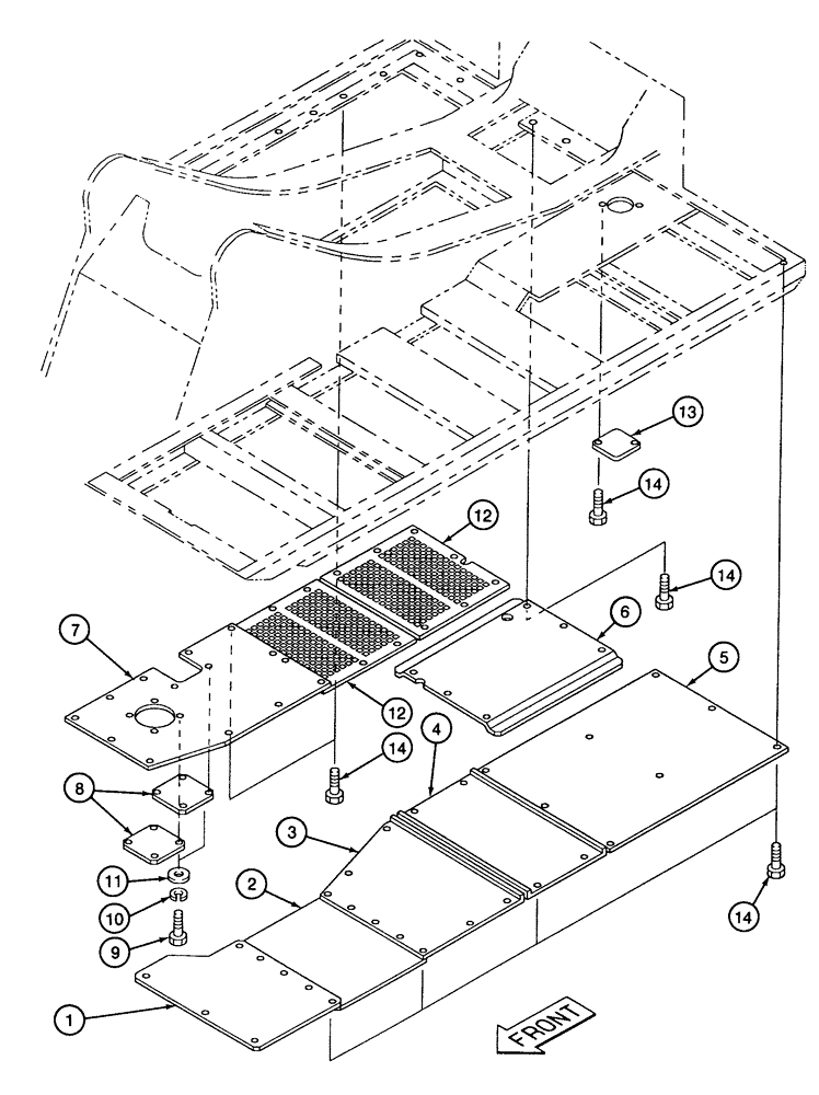 Схема запчастей Case 9040 - (9-08) - TURNTABLE GUARDS (09) - CHASSIS