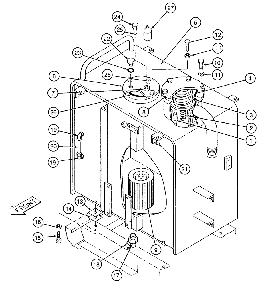 Схема запчастей Case 9050 - (8-02) - HYDRAULIC RESERVOIR (08) - HYDRAULICS