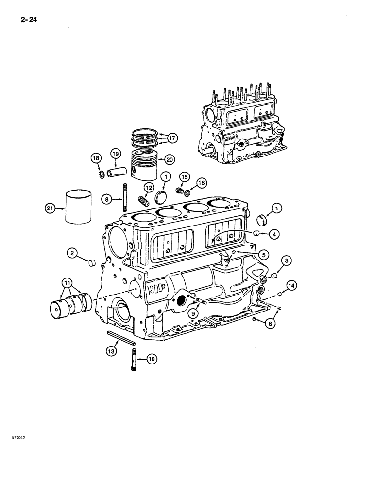 Схема запчастей Case CASE - (2-24) - ENGINE ASSEMBLY, CYLINDER BLOCK, ROTORS, AND RINGS (02) - ENGINE