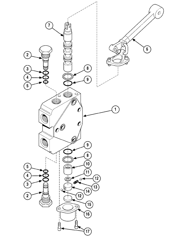 Схема запчастей Case 6010 - (08-22) - VALVE SECTION - AUXILIARY HYDRAULICS (35) - HYDRAULIC SYSTEMS