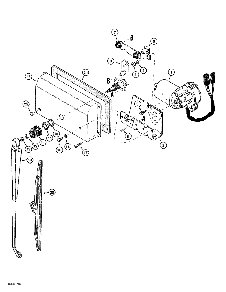 Схема запчастей Case 621B - (4-56) - CAB REAR WIPER (04) - ELECTRICAL SYSTEMS