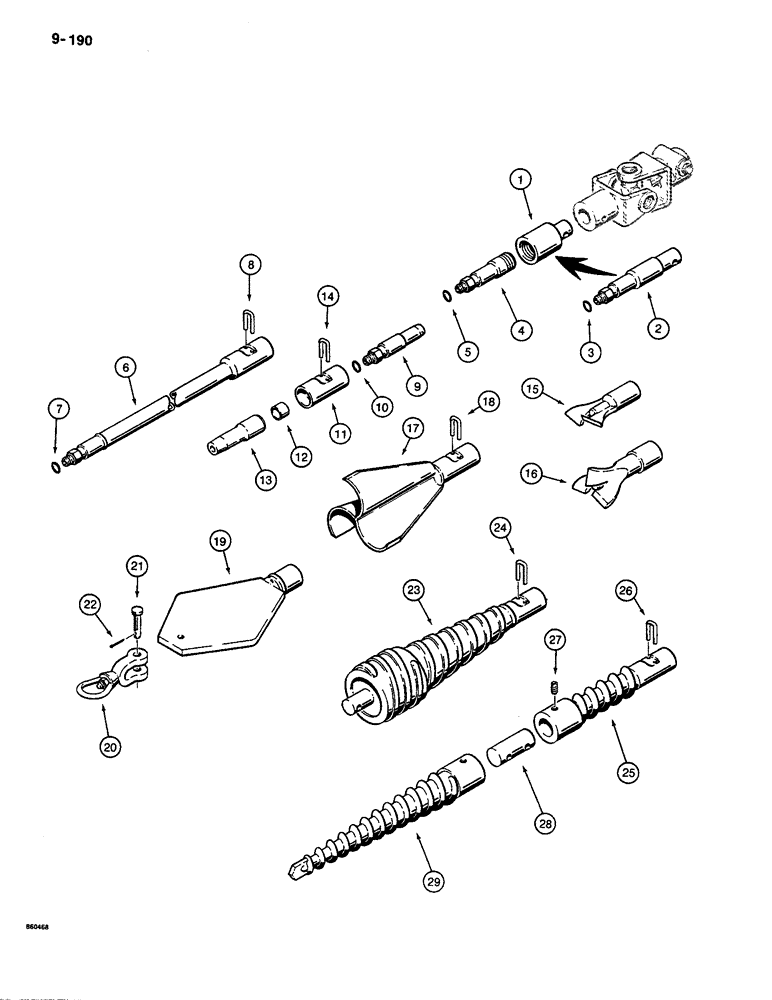 Схема запчастей Case CASE - (9-190) - HYDRA-BORER COUPLER AND BORING ATTACHMENTS (09) - CHASSIS