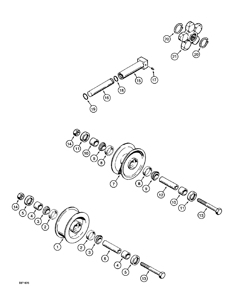 Схема запчастей Case TF300 - (5-04) - TRACK IDLER, ROLLER, SPROCKET AND ADJUSTER, USED ON MODELS (11) - TRACKS/STEERING