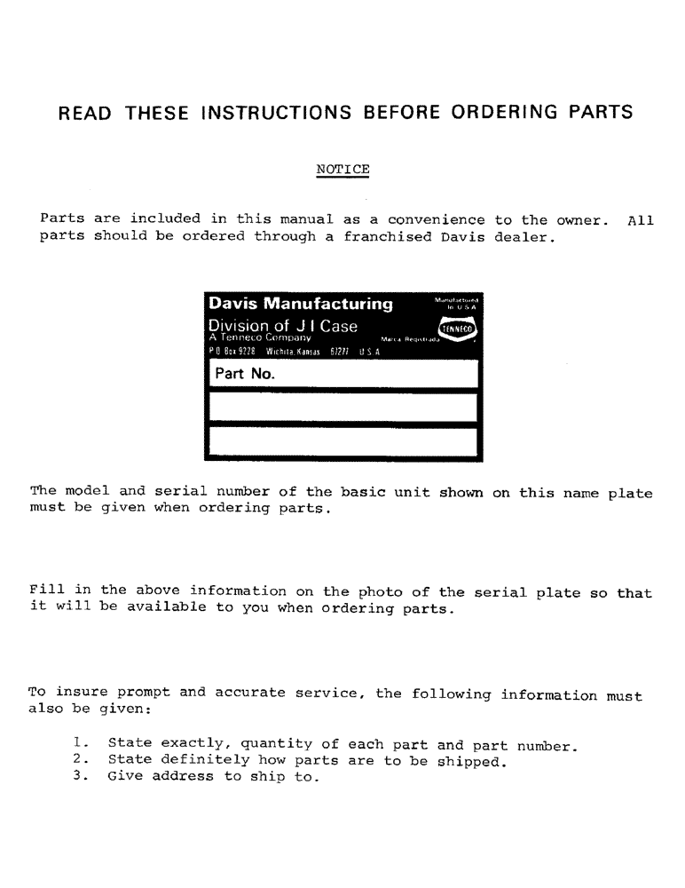 Схема запчастей Case 70 - (01) - REPAIR PARTS CATALOG, TL70 