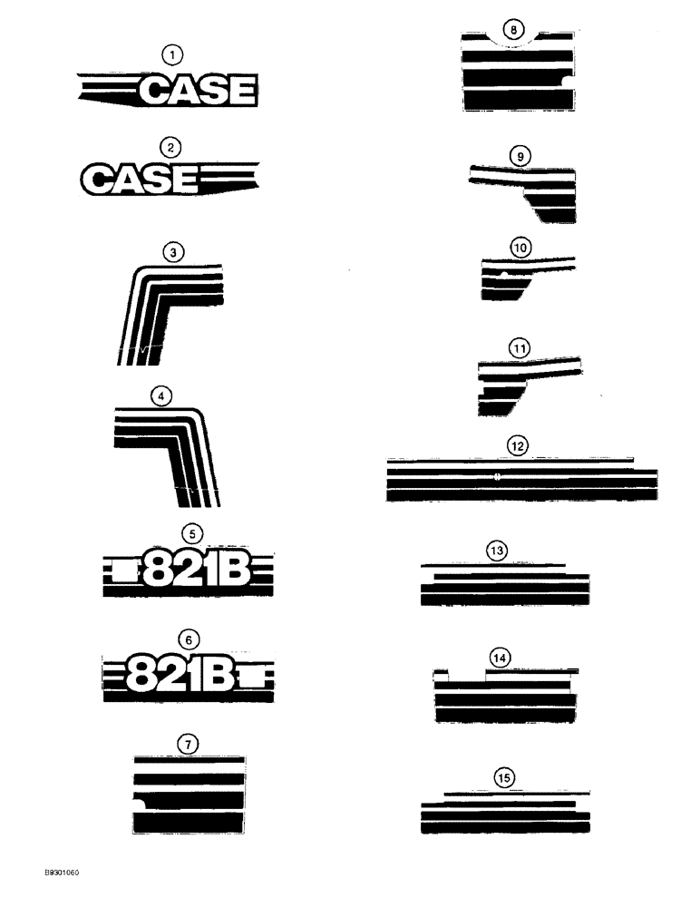 Схема запчастей Case 821B - (9-098) - DECALS - BROWN, DECALS USED ON CABS OR CANOPIES PAINTED TAN (09) - CHASSIS/ATTACHMENTS