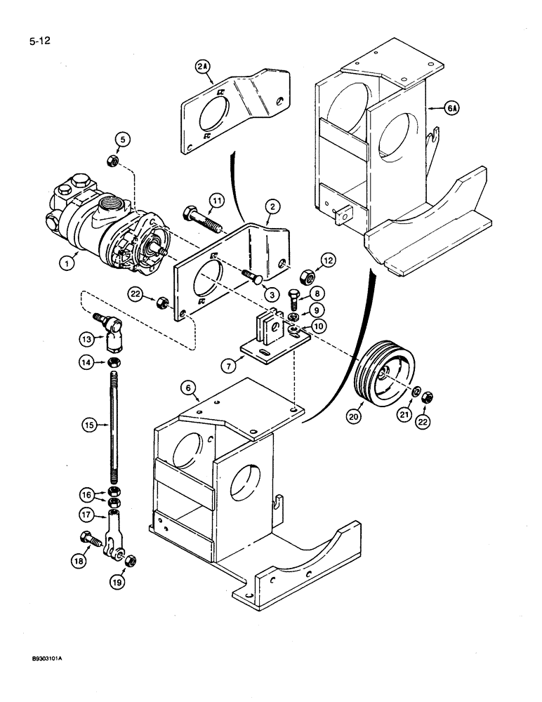 Схема запчастей Case 360 - (5-12) - DUAL PUMP MOUNTING - DEUTZ DIESEL ENGINE MODELS (05) - STEERING