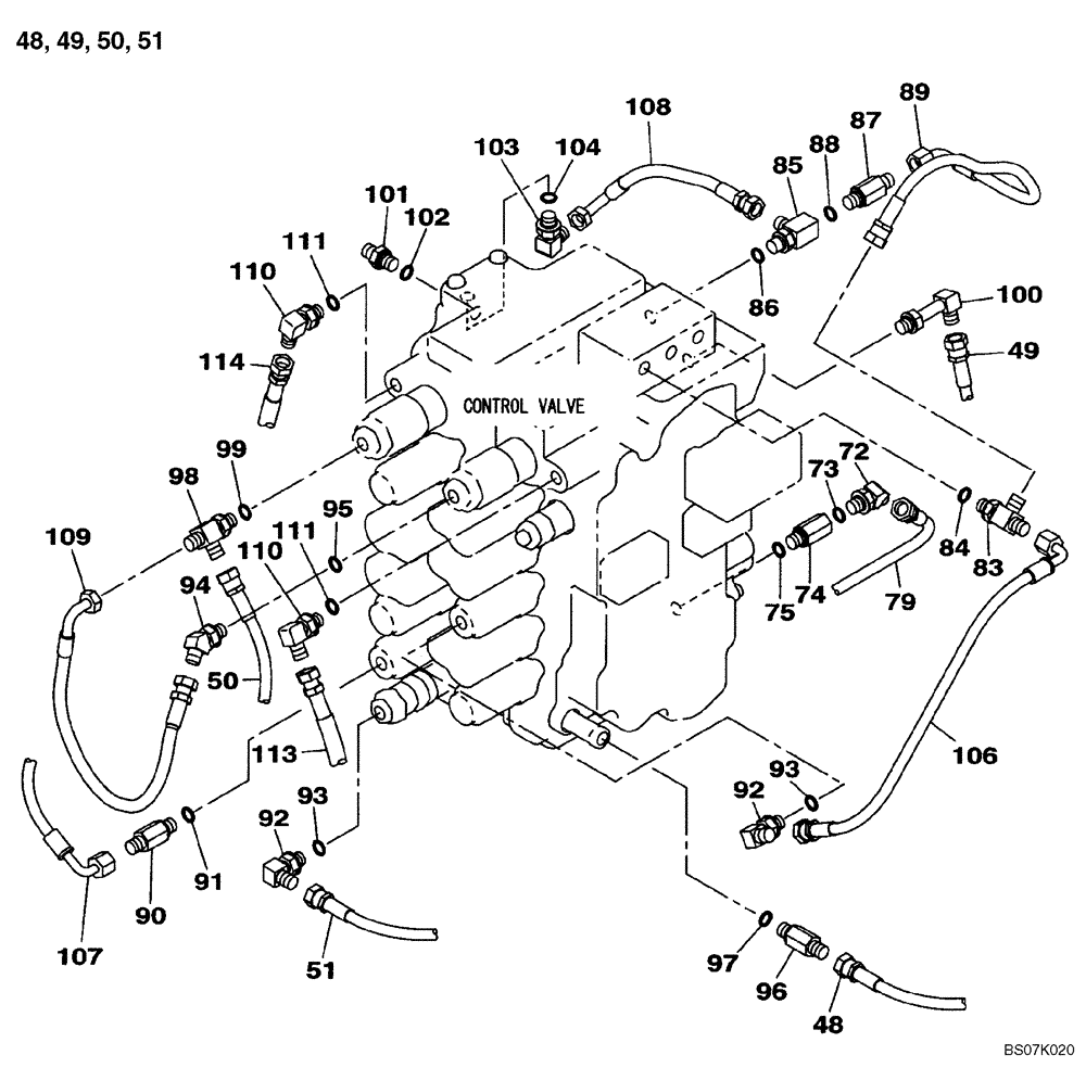 Схема запчастей Case CX130B - (08-25) - HYDRAULICS - PILOT PRESSURE, RETURN LINES (08) - HYDRAULICS