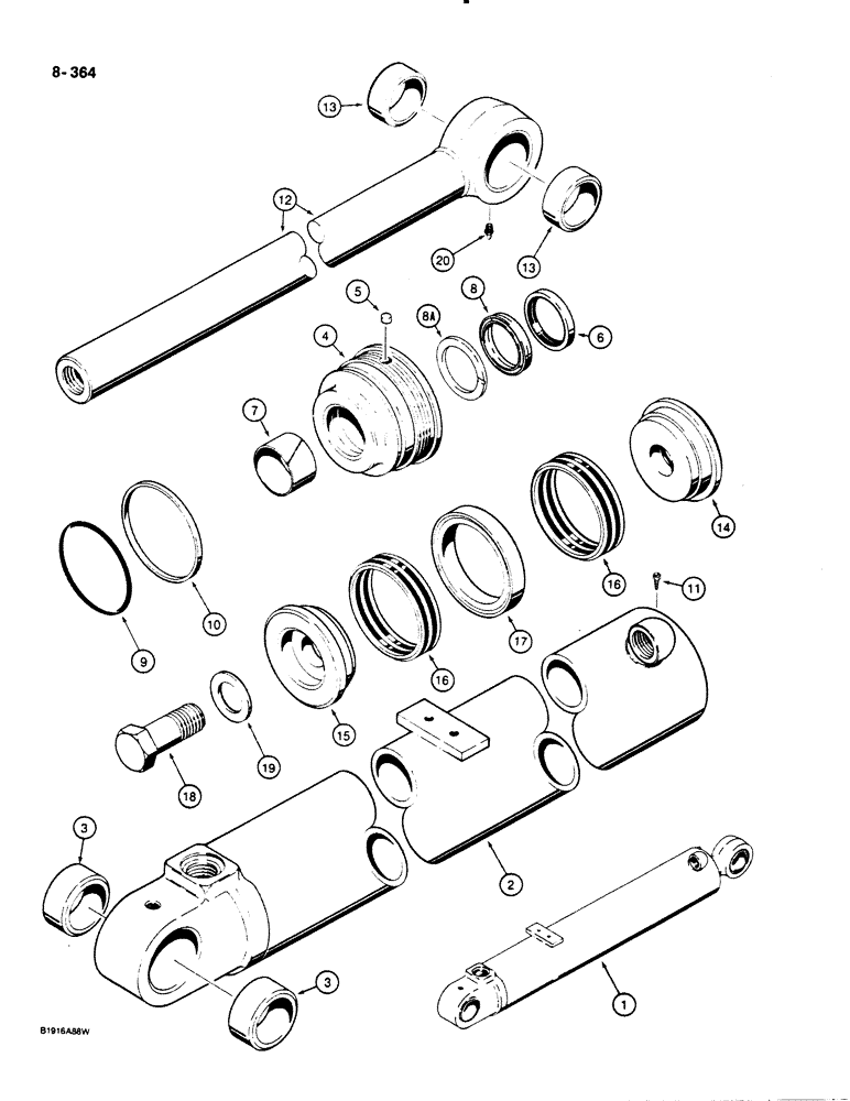 Схема запчастей Case 1450B - (8-364) - LOADER LIFT CYLINDERS (08) - HYDRAULICS