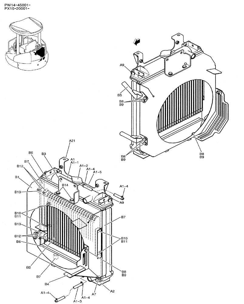 Схема запчастей Case CX31B - (05-004) - RADIATOR ASSY (COOLER) (10) - ENGINE
