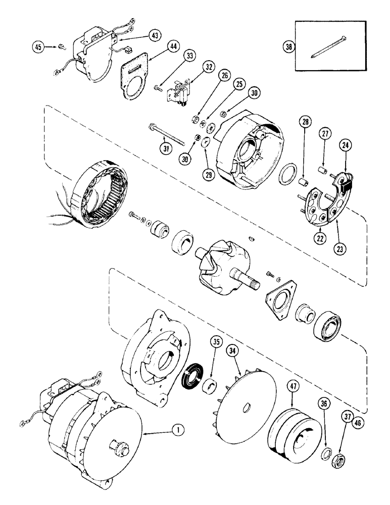 Схема запчастей Case 1187 - (074) - R36587 ALTERNATOR, 504BDT DIESEL ENGINE (06) - ELECTRICAL SYSTEMS