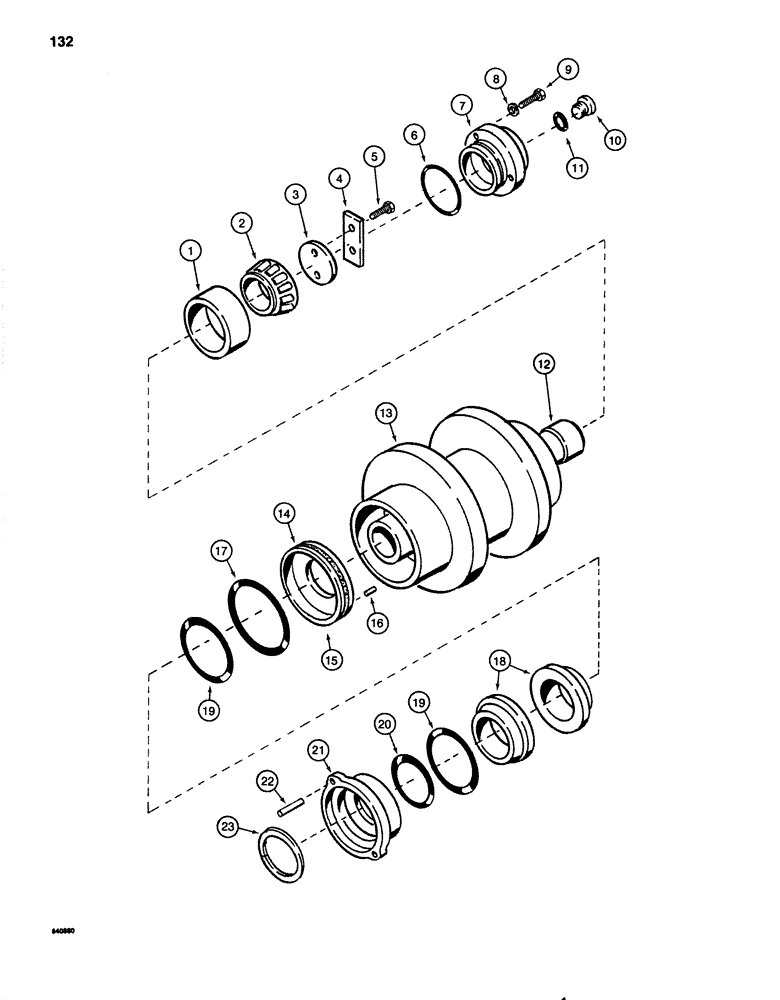 Схема запчастей Case 1080 - (132) - TRACK CARRIER ROLLER, TYPE C (48) - TRACKS & TRACK SUSPENSION