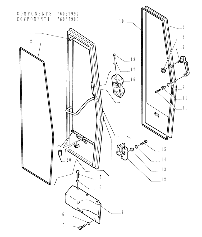 Схема запчастей Case 1850K - (9.653[33]) - ROPS CAB - DOOR - OPTIONAL CODE 784110191 (19) - OPTIONS