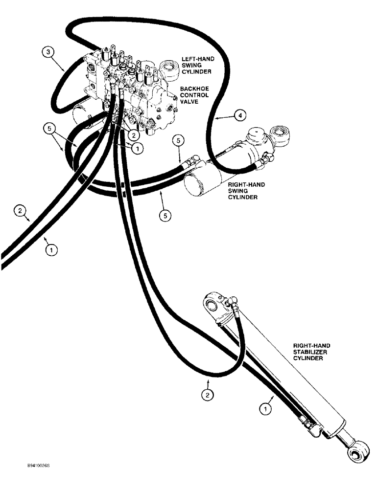 Схема запчастей Case 590L - (1-18) - PICTORIAL INDEX, BACKHOE HYDRAULICS, STABILIZER CYLINDER AND SWING CYLINDER (00) - PICTORIAL INDEX