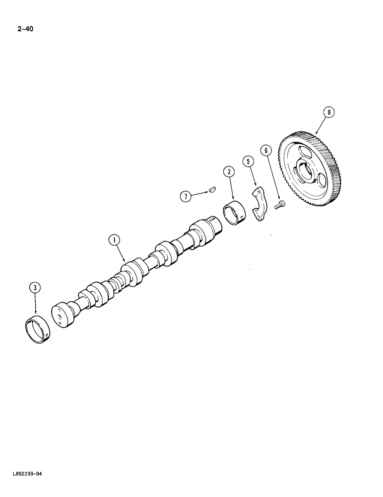 Схема запчастей Case 688 - (2-40) - CAMSHAFT, 4T-390 ENGINE (02) - ENGINE