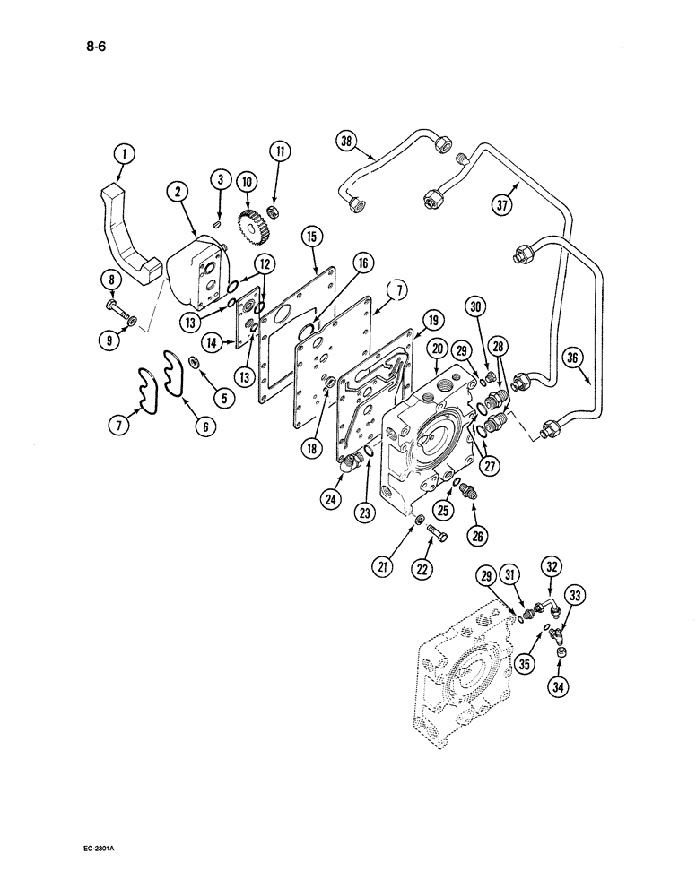 Схема запчастей Case 380B - (8-06) - HYDRAULIC POWER SUPPLY - MULTIPLE CONTROL VALVE AND TUBES (08) - HYDRAULICS